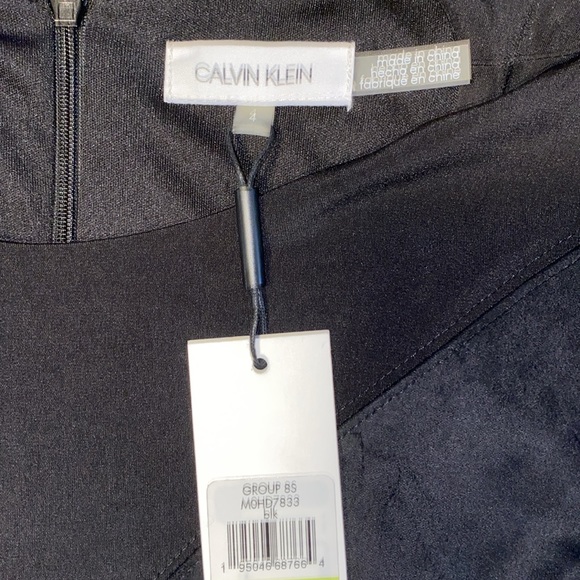 Calvin Klein Black Faux Leather Suede Lined Sheath Dress NWT - Picture 11 of 13